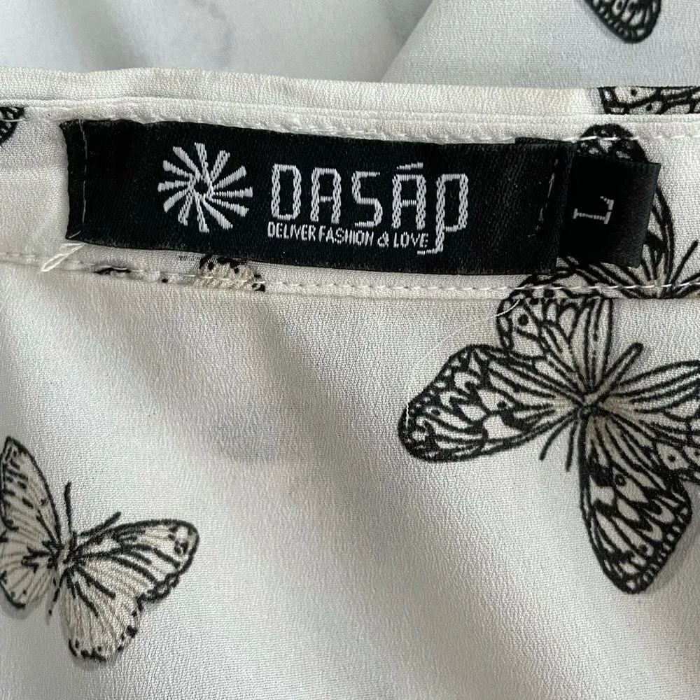 OASĀP Semi-Sheer Button Down Butterfly Blouse, L - Picture 16 of 16